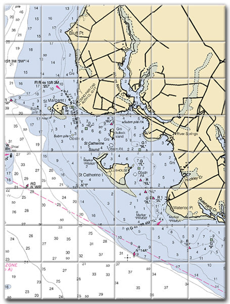 River Springs Maryland Nautical Chart Tile Art-Mural-Kitchen Backsplash-Bathroom Tile-Countertop by SeaKoast