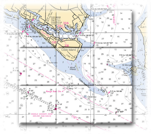 Cobb Island Maryland Nautical Chart Tile Art-Mural-Kitchen Backsplash-Bathroom Tile-Countertop by SeaKoast