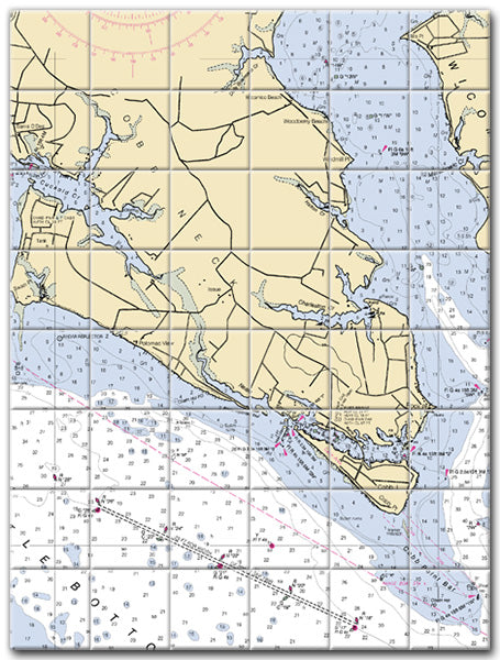 Cobb Neck Maryland Nautical Chart Tile Art-Mural-Kitchen Backsplash-Bathroom Tile-Countertop by SeaKoast