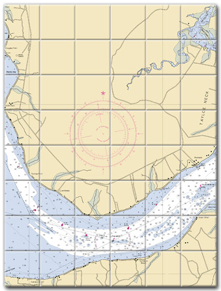 Maryland Point Maryland Nautical Chart Tile Art-Mural-Kitchen Backsplash-Bathroom Tile-Countertop by SeaKoast