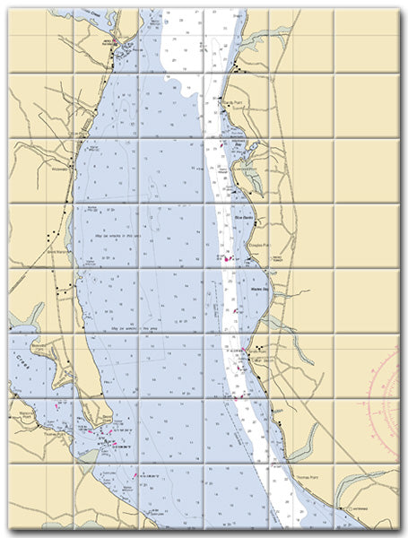 Liverpool Point Maryland Nautical Chart Tile Art-Mural-Kitchen Backsplash-Bathroom Tile-Countertop by SeaKoast