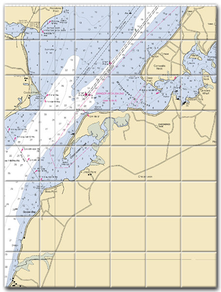 Mattawoman Creek Maryland Nautical Chart Tile Art-Mural-Kitchen Backsplash-Bathroom Tile-Countertop by SeaKoast