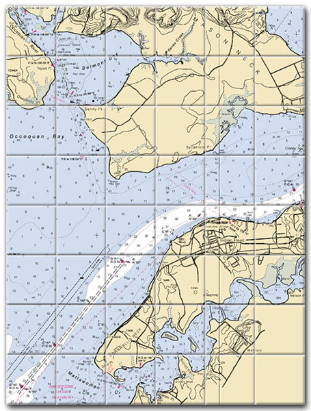 Indian Head Maryland Nautical Chart Tile Art-Mural-Kitchen Backsplash-Bathroom Tile-Countertop by SeaKoast