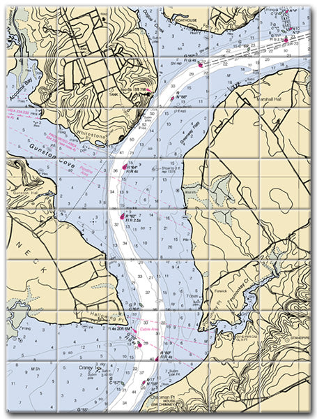 Marshall Hall Maryland Nautical Chart Tile Art-Mural-Kitchen Backsplash-Bathroom Tile-Countertop by SeaKoast