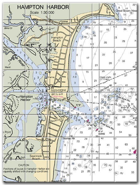 Nautical Chart Map on Tile for Custom Coastal Kitchen backsplash