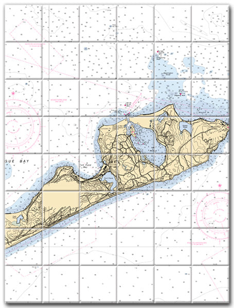 Montauk Point New York Nautical Chart Tile Art-Mural-Kitchen Backsplash-Bathroom Tile-Countertop by SeaKoast