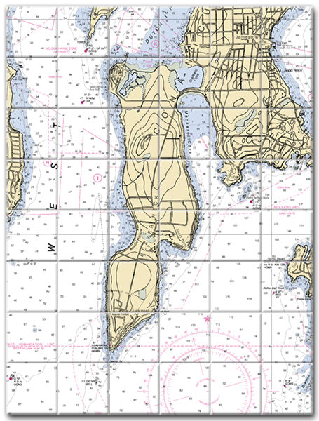 Beaver Neck Rhode Island Nautical Chart Tile Art-Mural-Kitchen Backsplash-Bathroom Tile-Countertop by SeaKoast