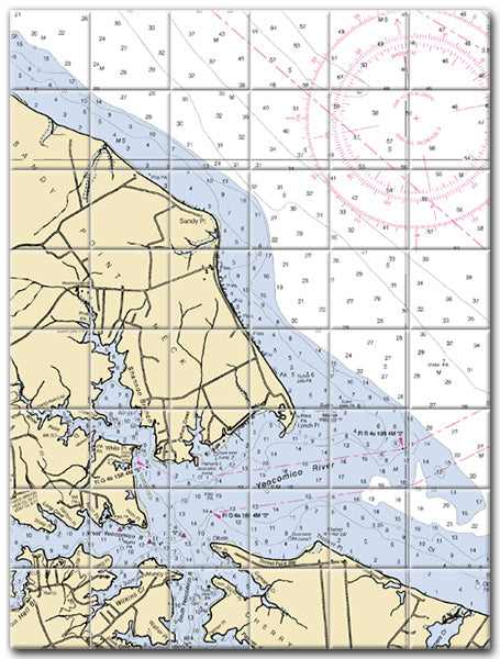 Sandy Point Neck Virginia Nautical Chart Tile Art-Mural-Kitchen Backsplash-Bathroom Tile-Countertop by SeaKoast