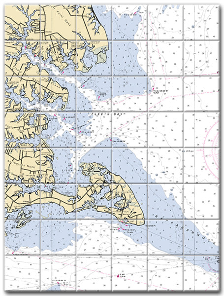 Fleets Island Virginia Nautical Chart Tile Art-Mural-Kitchen Backsplash-Bathroom Tile-Countertop by SeaKoast