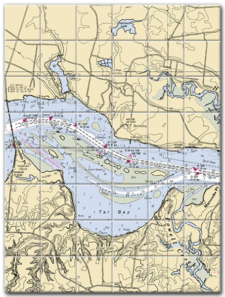 Jordan Point Virginia Nautical Chart Tile Art-Mural-Kitchen Backsplash-Bathroom Tile-Countertop by SeaKoast