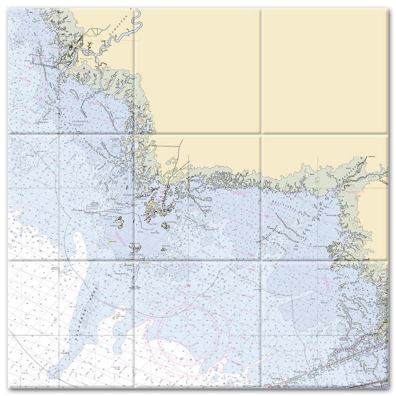 Cedar Key Florida Nautical Chart Tile Mural-Kitchen Backsplash-Bathroom Tile-Countertop by SeaKoast