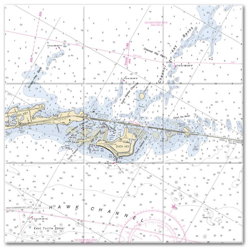 Duck Key Florida Nautical Chart Tile Mural-Kitchen Backsplash-Bathroom Tile-Countertop by SeaKoast