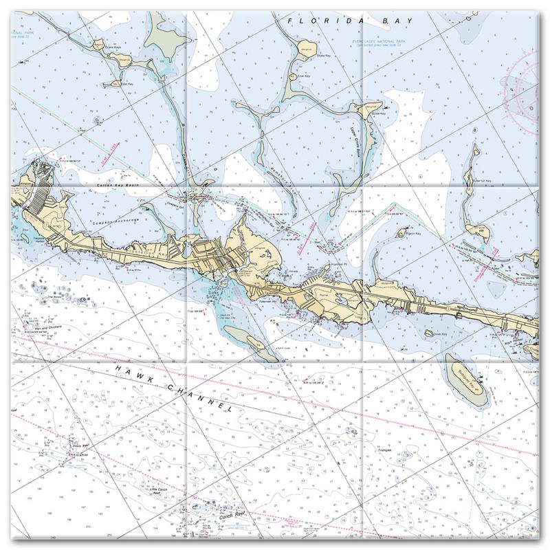Tavernier Florida Nautical Chart Tile Mural-Kitchen Backsplash-Bathroom Tile-Countertop by SeaKoast