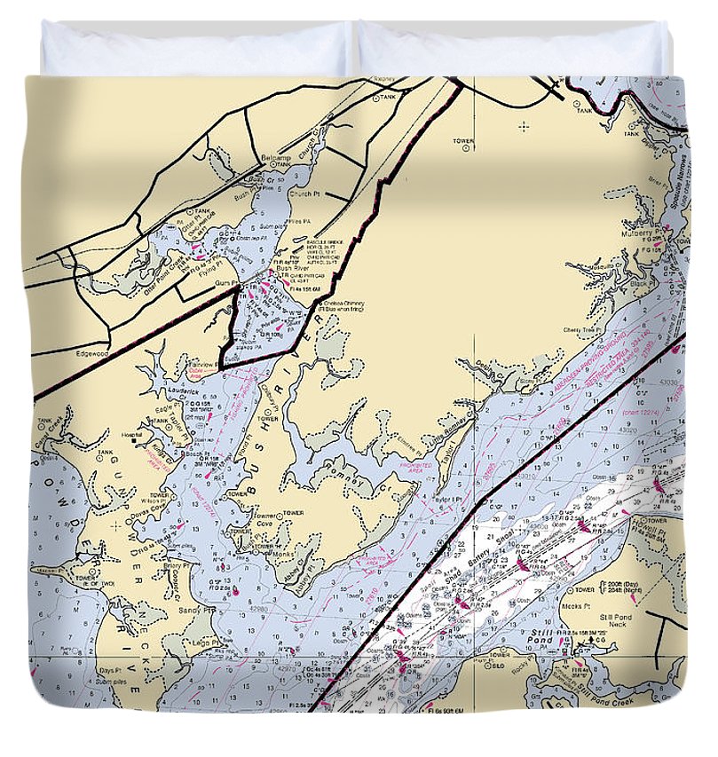 Aberdeen Proving Ground Maryland Nautical Chart Duvet Cover