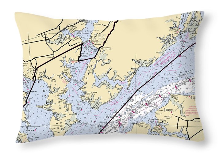 Aberdeen Proving Ground-maryland Nautical Chart - Throw Pillow