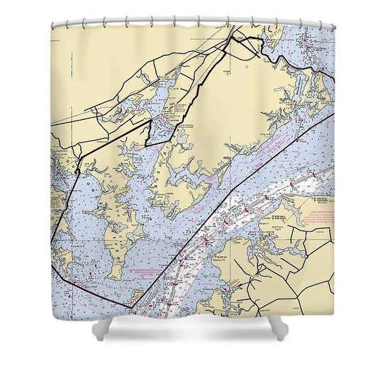 Aberdeen Proving Ground Maryland Nautical Chart Shower Curtain