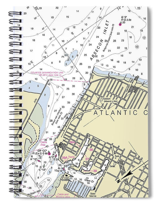 Absecon Inlet New Jersey Nautical Chart Spiral Notebook