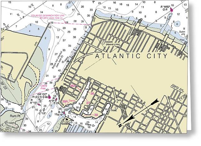 Absecon Inlet New Jersey Nautical Chart - Greeting Card