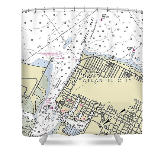 Absecon Inlet New Jersey Nautical Chart Shower Curtain