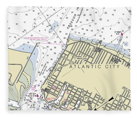 Absecon Inlet New Jersey Nautical Chart Blanket