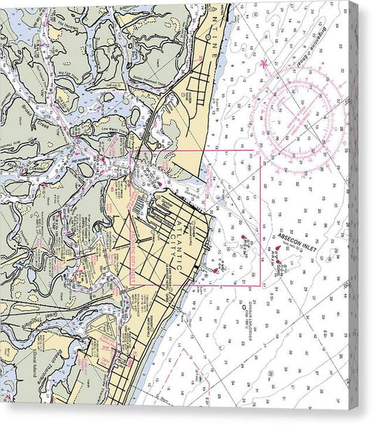 Absecon Inlet -New Jersey Nautical Chart _V2 Canvas Print