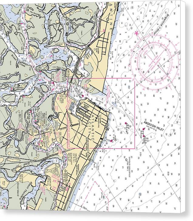 Absecon Inlet -new Jersey Nautical Chart _v2 - Canvas Print