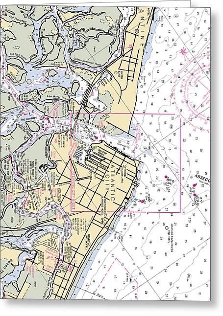 Absecon Inlet -new Jersey Nautical Chart _v2 - Greeting Card