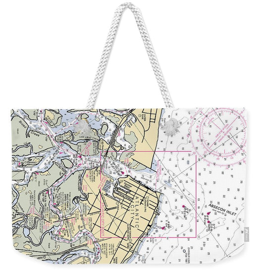 Absecon Inlet -new Jersey Nautical Chart _v2 - Weekender Tote Bag