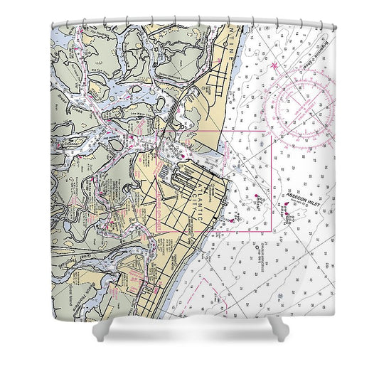 Absecon Inlet  New Jersey Nautical Chart _V2 Shower Curtain