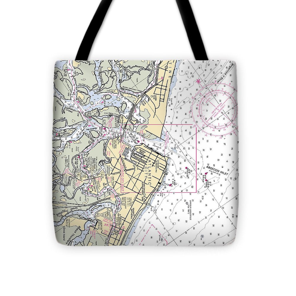Absecon Inlet -new Jersey Nautical Chart _v2 - Tote Bag