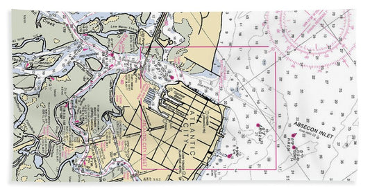 Absecon Inlet -new Jersey Nautical Chart _v2 - Beach Towel