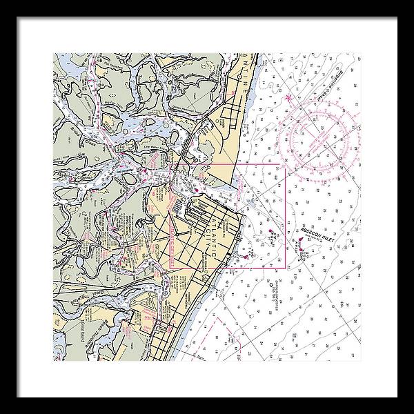 Absecon Inlet -new Jersey Nautical Chart _v2 - Framed Print