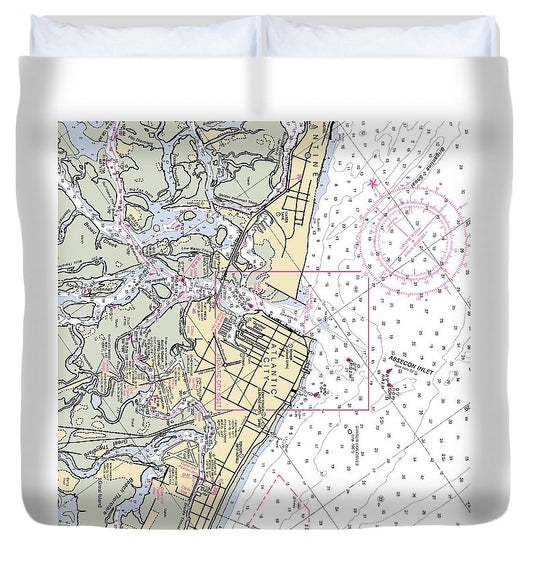 Absecon Inlet  New Jersey Nautical Chart _V2 Duvet Cover