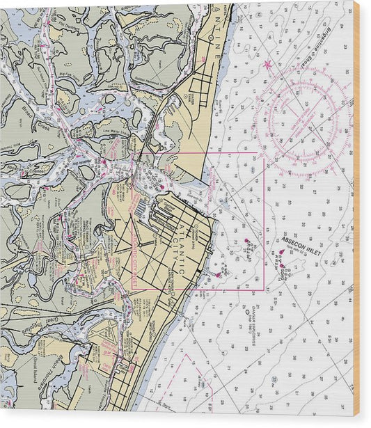 Absecon Inlet -New Jersey Nautical Chart _V2 Wood Print