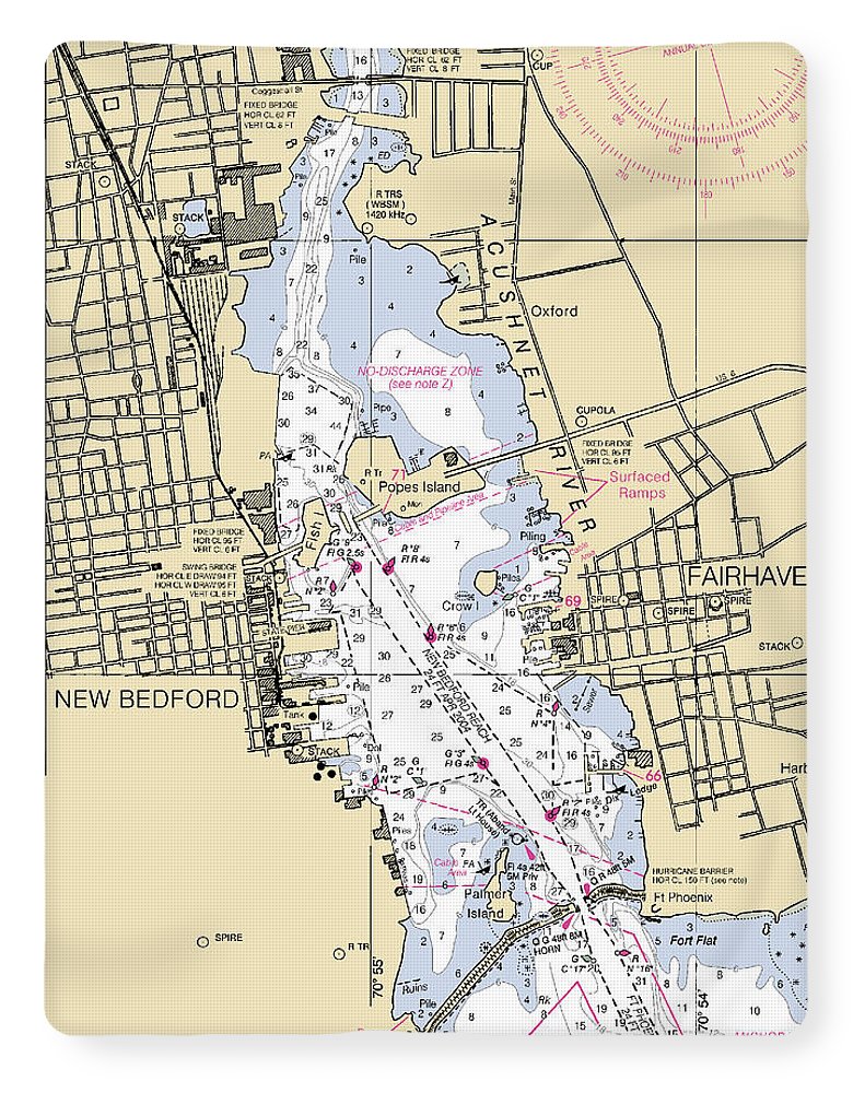 Acushnet River-massachusetts Nautical Chart - Blanket
