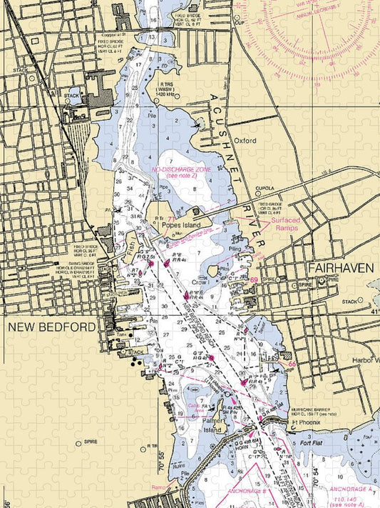 Acushnet River Massachusetts Nautical Chart Puzzle