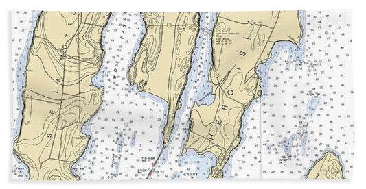 Alburg Passage-lake Champlain  Nautical Chart - Bath Towel