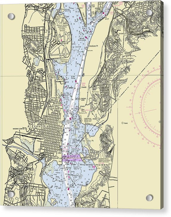 Alexandria Virginia Nautical Chart - Acrylic Print