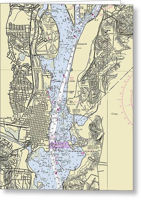 Alexandria Virginia Nautical Chart - Greeting Card