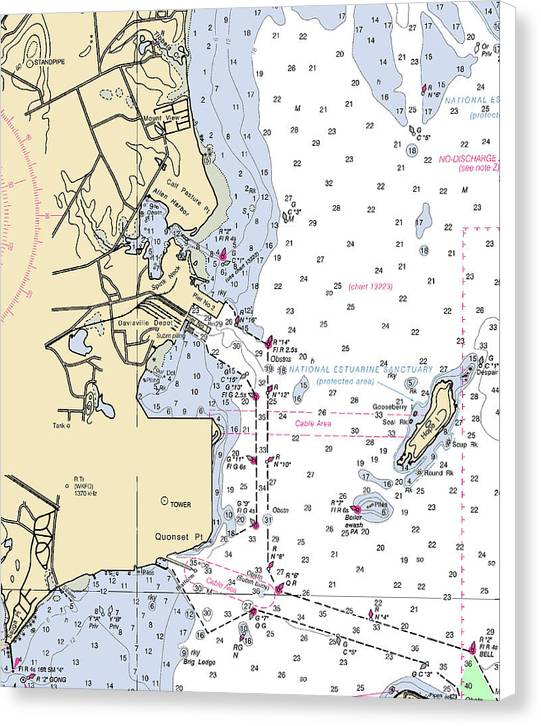 Allen Harbor-rhode Island Nautical Chart - Canvas Print