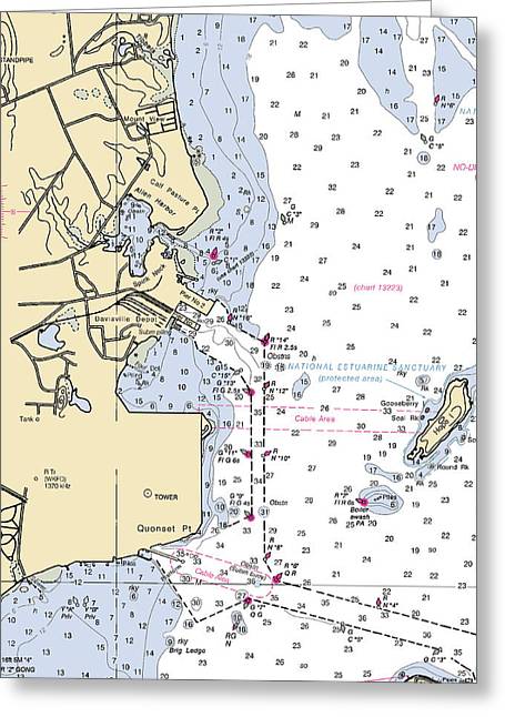 Allen Harbor-rhode Island Nautical Chart - Greeting Card