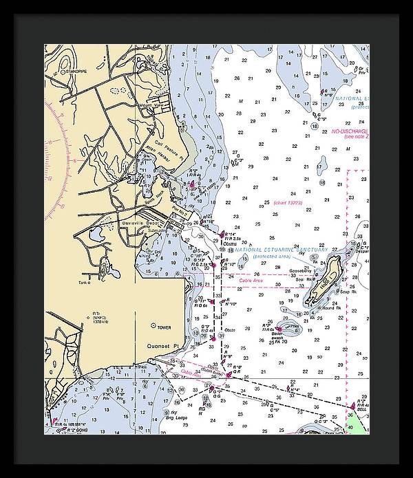 Allen Harbor-rhode Island Nautical Chart - Framed Print