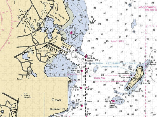 Allen Harbor Rhode Island Nautical Chart Puzzle