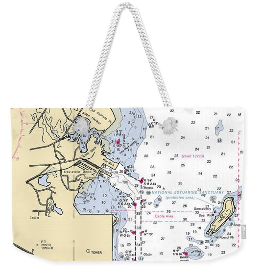 Allen Harbor-rhode Island Nautical Chart - Weekender Tote Bag