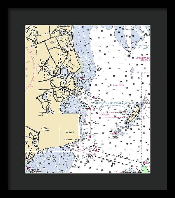 Allen Harbor-rhode Island Nautical Chart - Framed Print