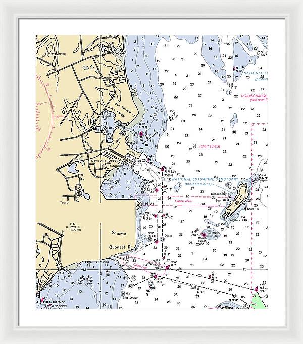 Allen Harbor-rhode Island Nautical Chart - Framed Print