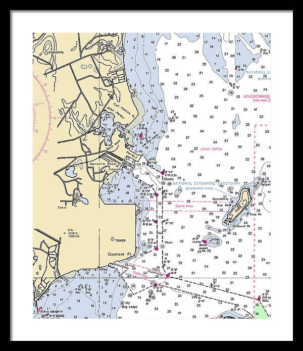 Allen Harbor-rhode Island Nautical Chart - Framed Print