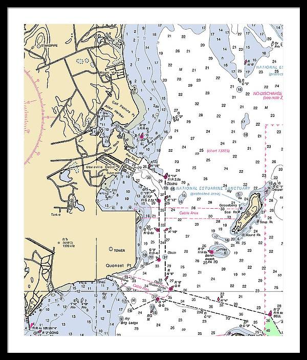 Allen Harbor-rhode Island Nautical Chart - Framed Print