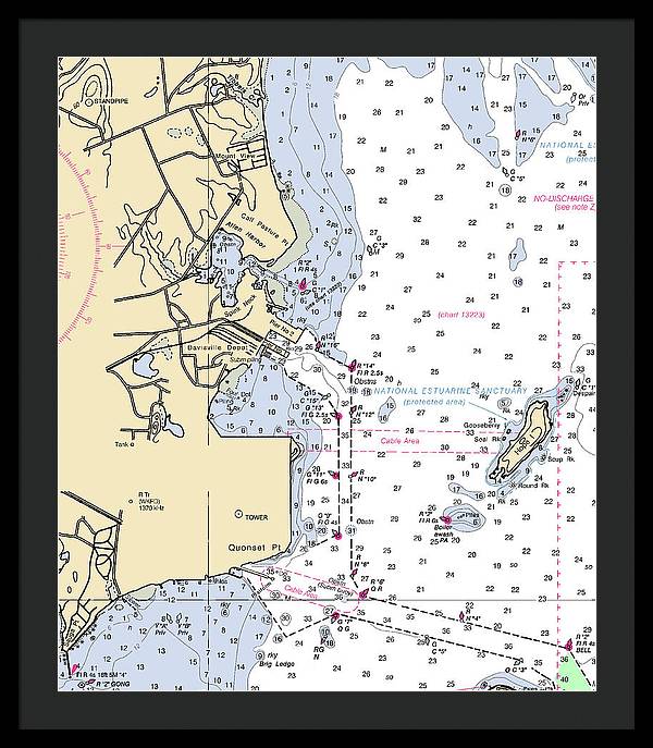 Allen Harbor-rhode Island Nautical Chart - Framed Print