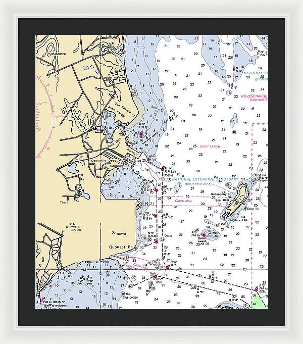 Allen Harbor-rhode Island Nautical Chart - Framed Print